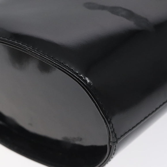 Salvatore Ferragamo Vala Hand Bag Patent leather Black Gold Auth 129105