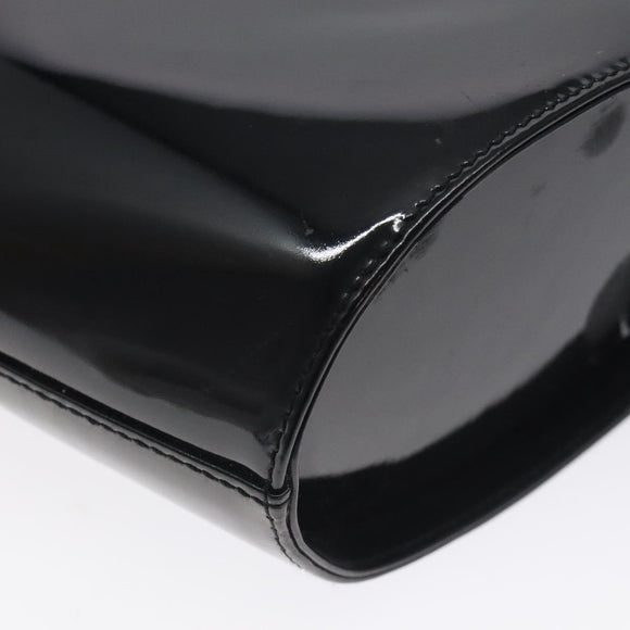 Salvatore Ferragamo Vala Hand Bag Patent leather Black Gold Auth 129105