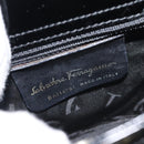 Salvatore Ferragamo Vala Hand Bag Patent leather Black Gold Auth 129105-12