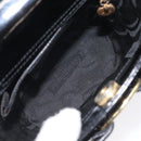 Salvatore Ferragamo Vala Hand Bag Patent leather Black Gold Auth 129105-11