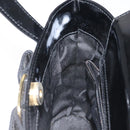 Salvatore Ferragamo Vala Hand Bag Patent leather Black Gold Auth 129105-18