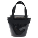 Salvatore Ferragamo Vala Hand Bag Patent leather Black Gold Auth 129105-2