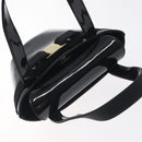 Salvatore Ferragamo Vala Hand Bag Patent leather Black Gold Auth 129105-6