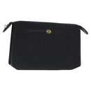 Christian Dior Trotter Canvas Clutch Bag Black Gold Auth 129106-1