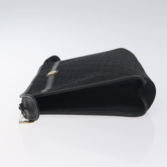 Christian Dior Trotter Canvas Clutch Bag Black Gold Auth 129106