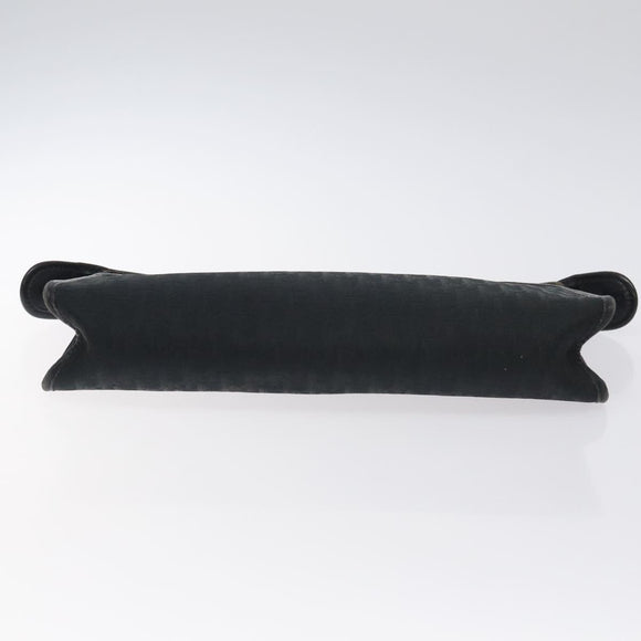 Christian Dior Trotter Canvas Clutch Bag Black Gold Auth 129106