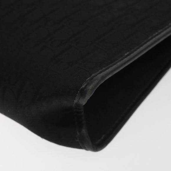 Christian Dior Trotter Canvas Clutch Bag Black Gold Auth 129106