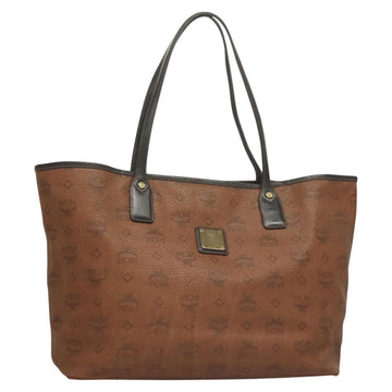 MCM Logogram Vicetos Tote Bag PVC Leather Brown Gold Auth 129111