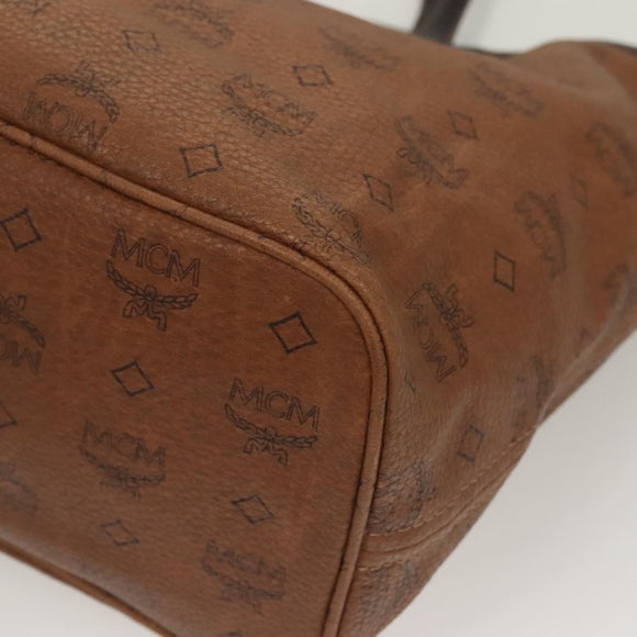 MCM Logogram Vicetos Tote Bag PVC Leather Brown Gold Auth 129111