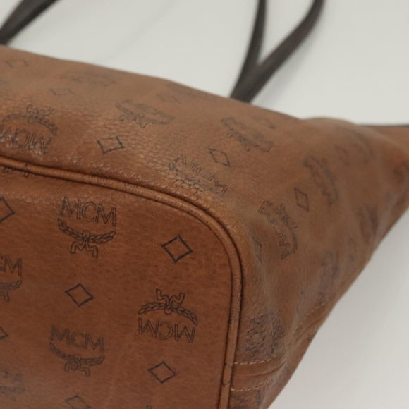 MCM Logogram Vicetos Tote Bag PVC Leather Brown Gold Auth 129111