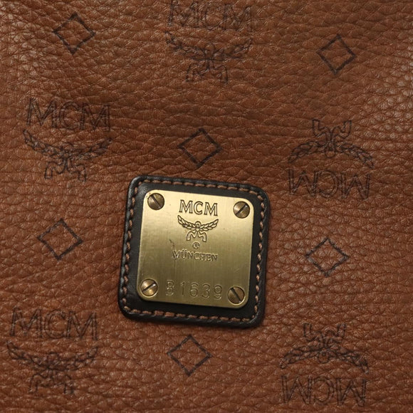 MCM Logogram Vicetos Tote Bag PVC Leather Brown Gold Auth 129111