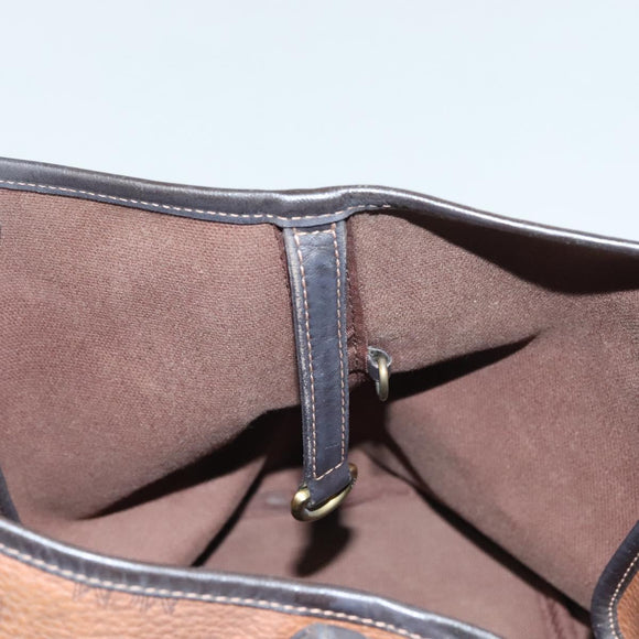 MCM Logogram Vicetos Tote Bag PVC Leather Brown Gold Auth 129111