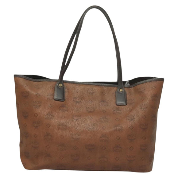 MCM Logogram Vicetos Tote Bag PVC Leather Brown Gold Auth 129111