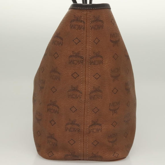 MCM Logogram Vicetos Tote Bag PVC Leather Brown Gold Auth 129111