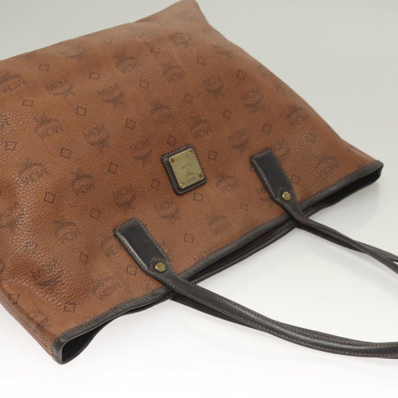 MCM Logogram Vicetos Tote Bag PVC Leather Brown Gold Auth 129111