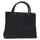 GUCCI Bamboo GG Canvas Hand Bag Nylon Black Silver 002 1010 Auth 129112-1