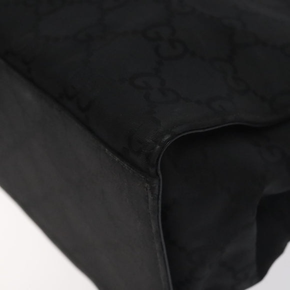 GUCCI Bamboo GG Canvas Hand Bag Nylon Black Silver 002 1010 Auth 129112