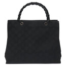 GUCCI Bamboo GG Canvas Hand Bag Nylon Black Silver 002 1010 Auth 129112-13