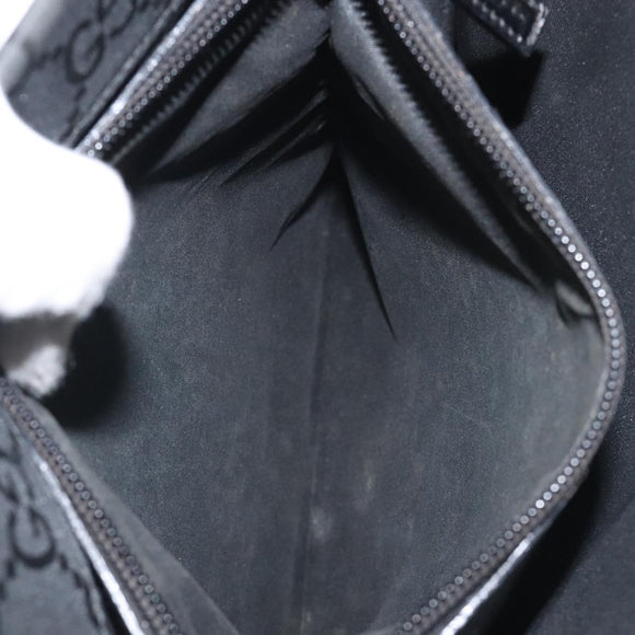 GUCCI Bamboo GG Canvas Hand Bag Nylon Black Silver 002 1010 Auth 129112