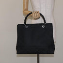 GUCCI Bamboo GG Canvas Hand Bag Nylon Black Silver 002 1010 Auth 129112-23