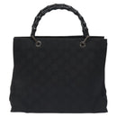GUCCI Bamboo GG Canvas Hand Bag Nylon Black Silver 002 1010 Auth 129112-2