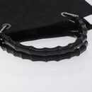 GUCCI Bamboo GG Canvas Hand Bag Nylon Black Silver 002 1010 Auth 129112-7