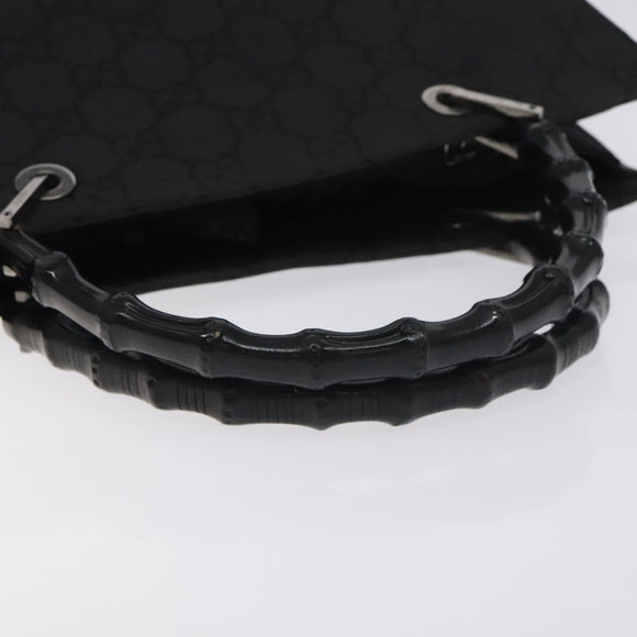 GUCCI Bamboo GG Canvas Hand Bag Nylon Black Silver 002 1010 Auth 129112