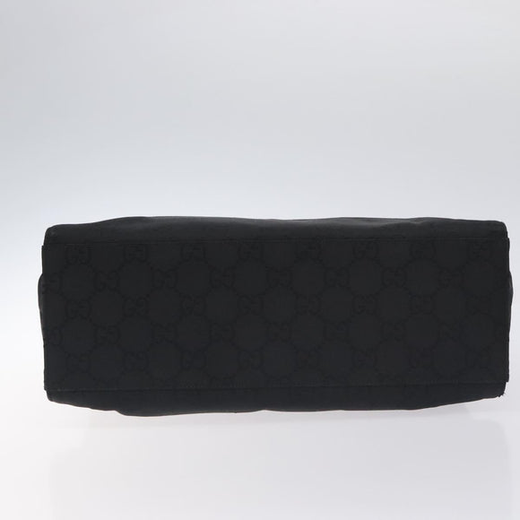GUCCI Bamboo GG Canvas Hand Bag Nylon Black Silver 002 1010 Auth 129112