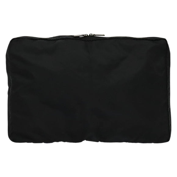 PRADA Travel Case Nylon Black Silver Auth 129117