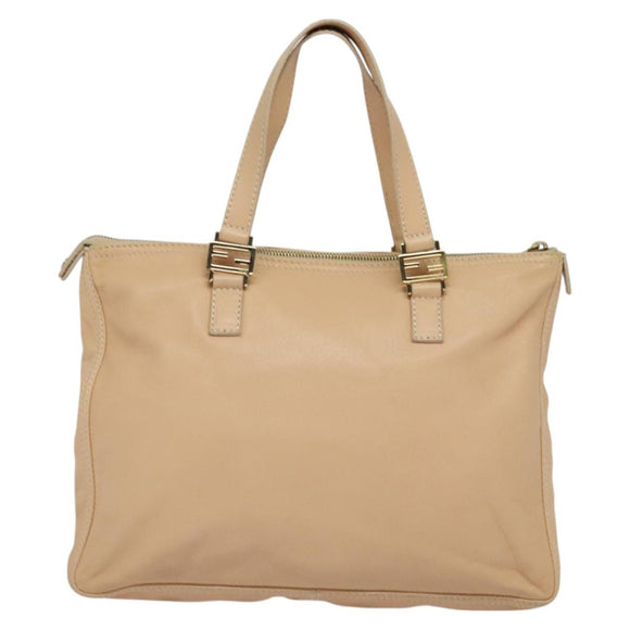 FENDI Hand Bag Leather Pink Gold Auth 129125