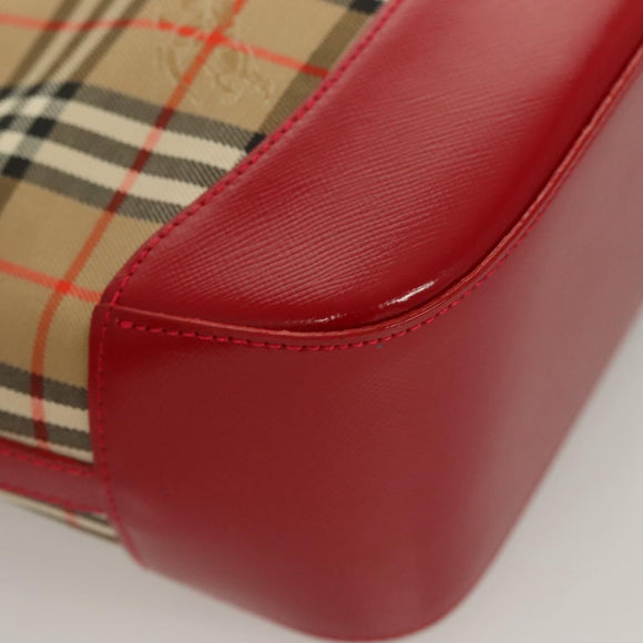 BURBERRY Nova Check Hand Bag Canvas Beige Gold Auth 129128