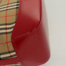 BURBERRY Nova Check Hand Bag Canvas Beige Gold Auth 129128-15
