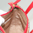 BURBERRY Nova Check Hand Bag Canvas Beige Gold Auth 129128-18