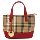 BURBERRY Nova Check Hand Bag Canvas Beige Gold Auth 129128-2