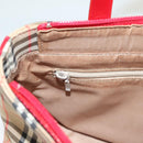 BURBERRY Nova Check Hand Bag Canvas Beige Gold Auth 129128-20
