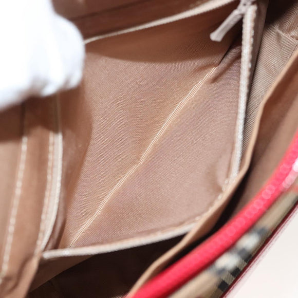 BURBERRY Nova Check Hand Bag Canvas Beige Gold Auth 129128