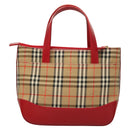 BURBERRY Nova Check Hand Bag Canvas Beige Gold Auth 129128-2