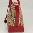 BURBERRY Nova Check Hand Bag Canvas Beige Gold Auth 129128-4