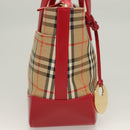 BURBERRY Nova Check Hand Bag Canvas Beige Gold Auth 129128-4