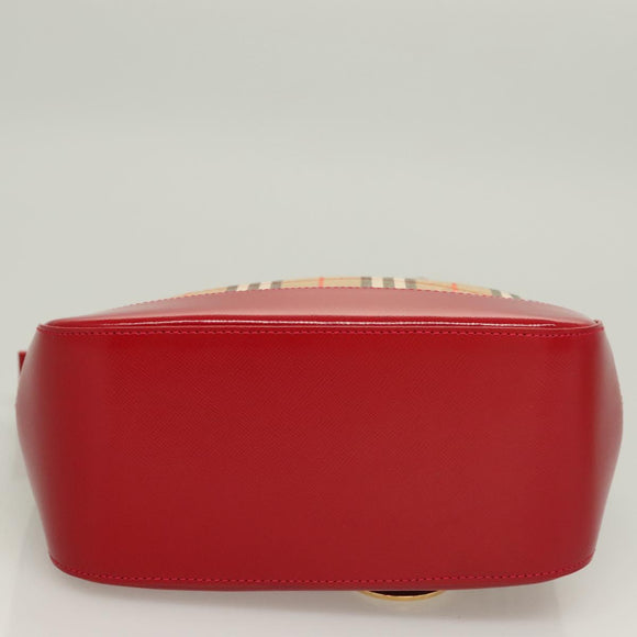 BURBERRY Nova Check Hand Bag Canvas Beige Gold Auth 129128