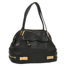 Chloe Shoulder Bag Nylon Black Gold Auth 129130-1