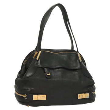 Chloe Shoulder Bag Nylon Black Gold Auth 129130