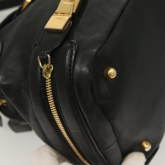 Chloe Shoulder Bag Nylon Black Gold Auth 129130