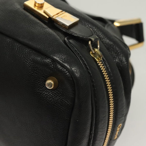 Chloe Shoulder Bag Nylon Black Gold Auth 129130