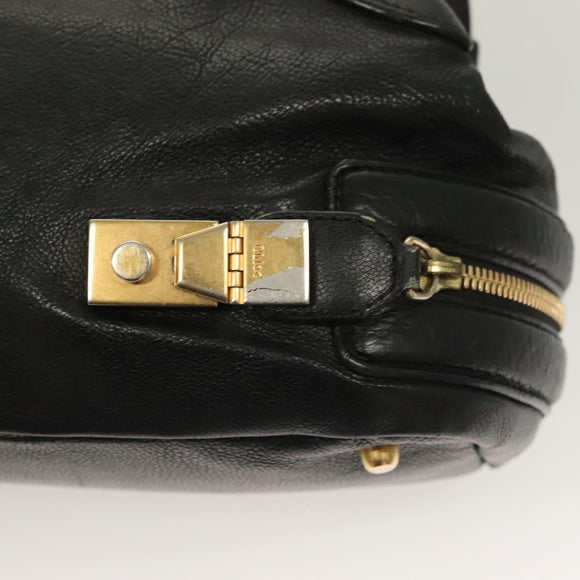 Chloe Shoulder Bag Nylon Black Gold Auth 129130