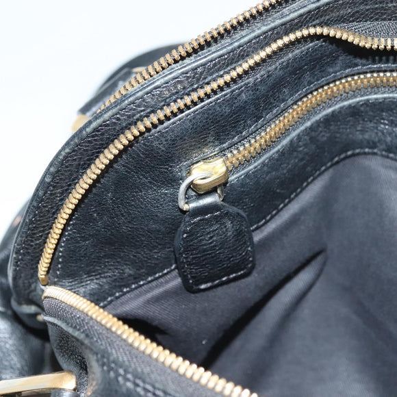 Chloe Shoulder Bag Nylon Black Gold Auth 129130