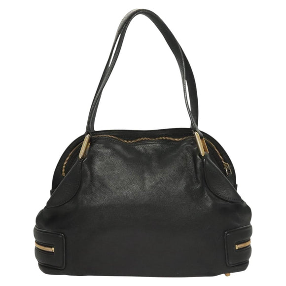 Chloe Shoulder Bag Nylon Black Gold Auth 129130