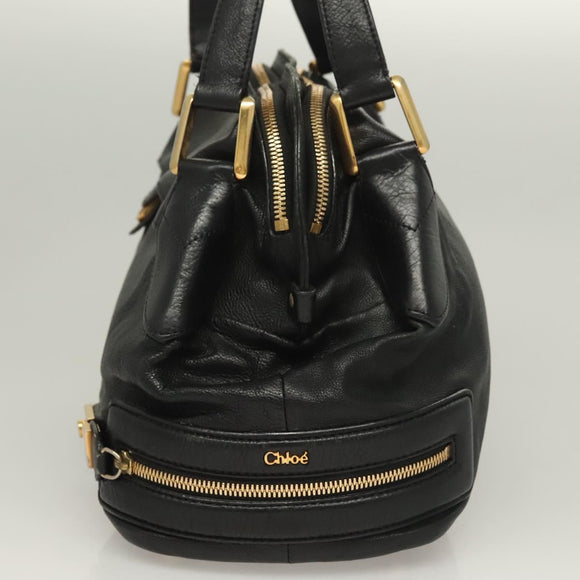 Chloe Shoulder Bag Nylon Black Gold Auth 129130