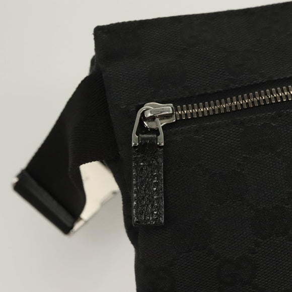 GUCCI GG Canvas Waist bag Black Silver 28566 Auth 129153