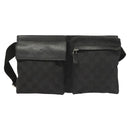 GUCCI GG Canvas Waist bag Black Silver 28566 Auth 129153-13